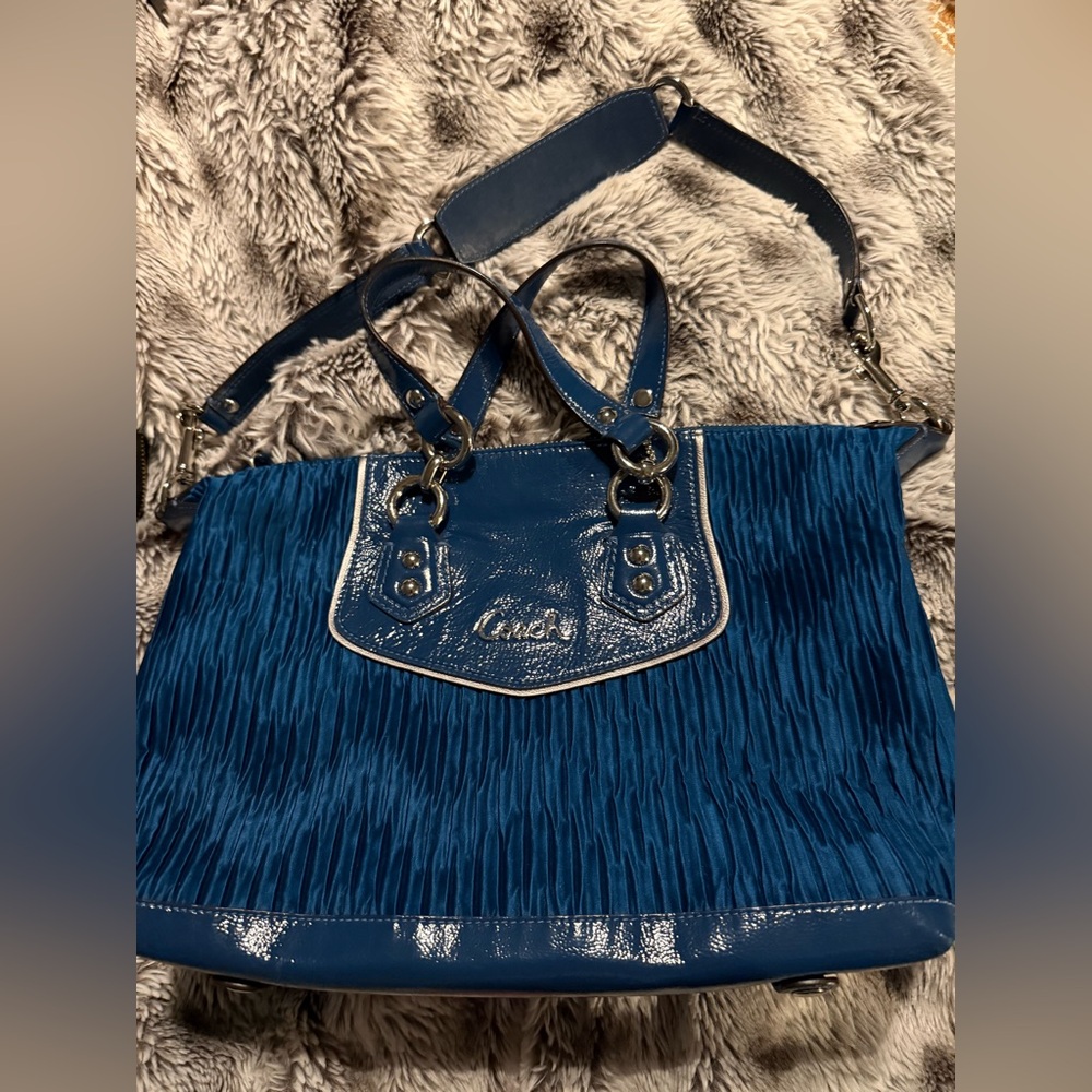 COACH Blue Ashley Sateen 2000s Rare 🔥Satchel